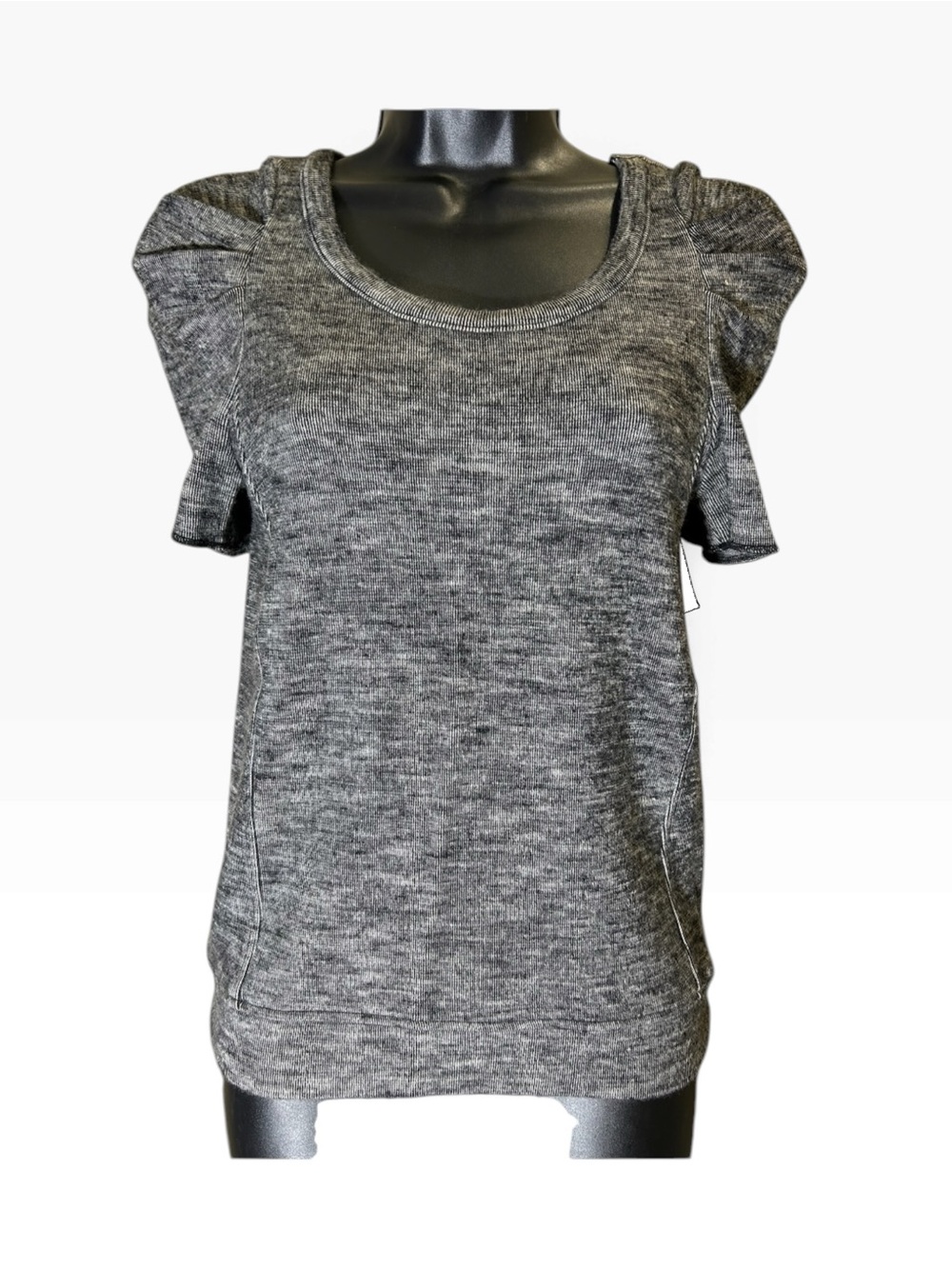 Wilfred Heather Gray Short Sleeve Scoop Neck 90% wool / slightly stretchy
